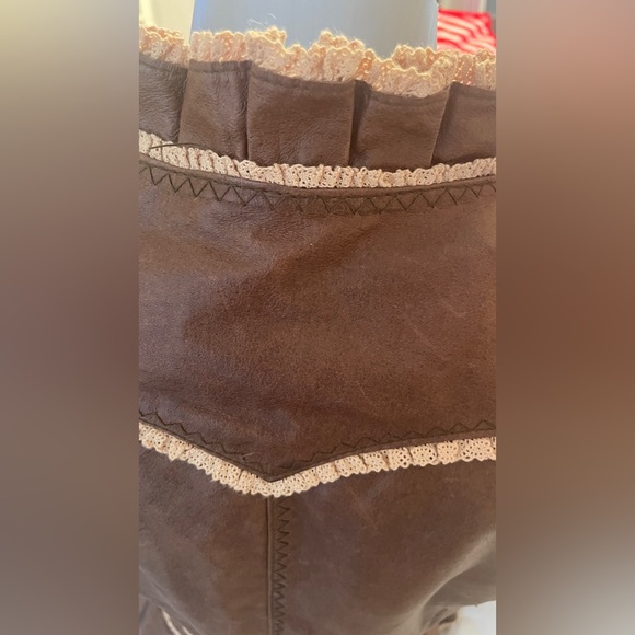 Moda International Distressed Leather Jacket Cropped Blazer Ruffled - Picture 5 of 8